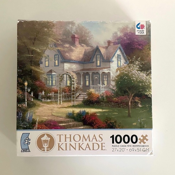 Thomas Kinkade 1000-Piece Puzzle - Charming Cottage Scene - Picture 1 of 1